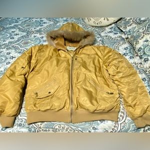 Vtg. Fitz-Wright Whisky Tan Nylon Down-Filled Flight Style Jacket Sz. XXL